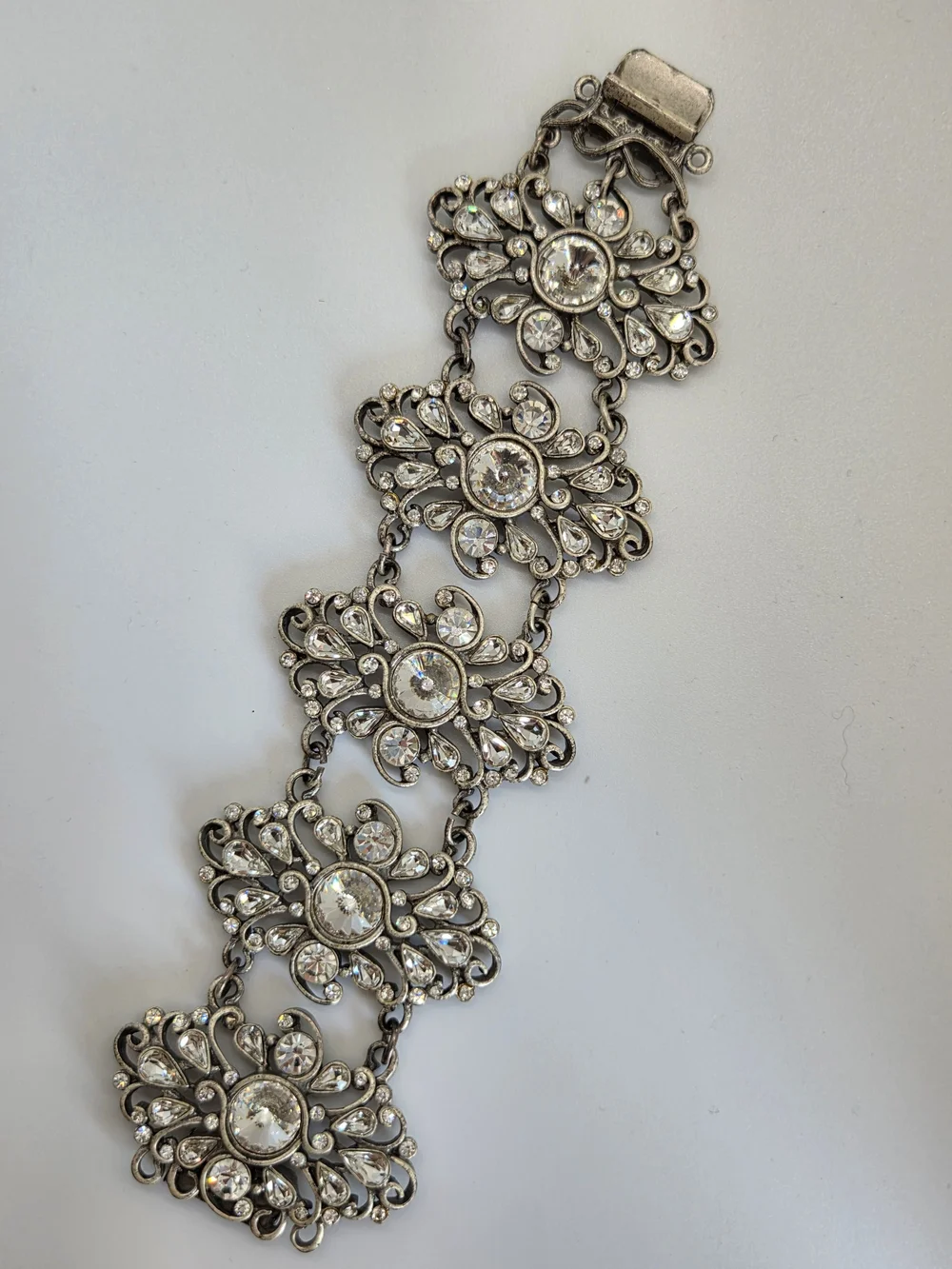 Vintage, Sweet Romance Swarvoski Crystal Floral Link Bracelet